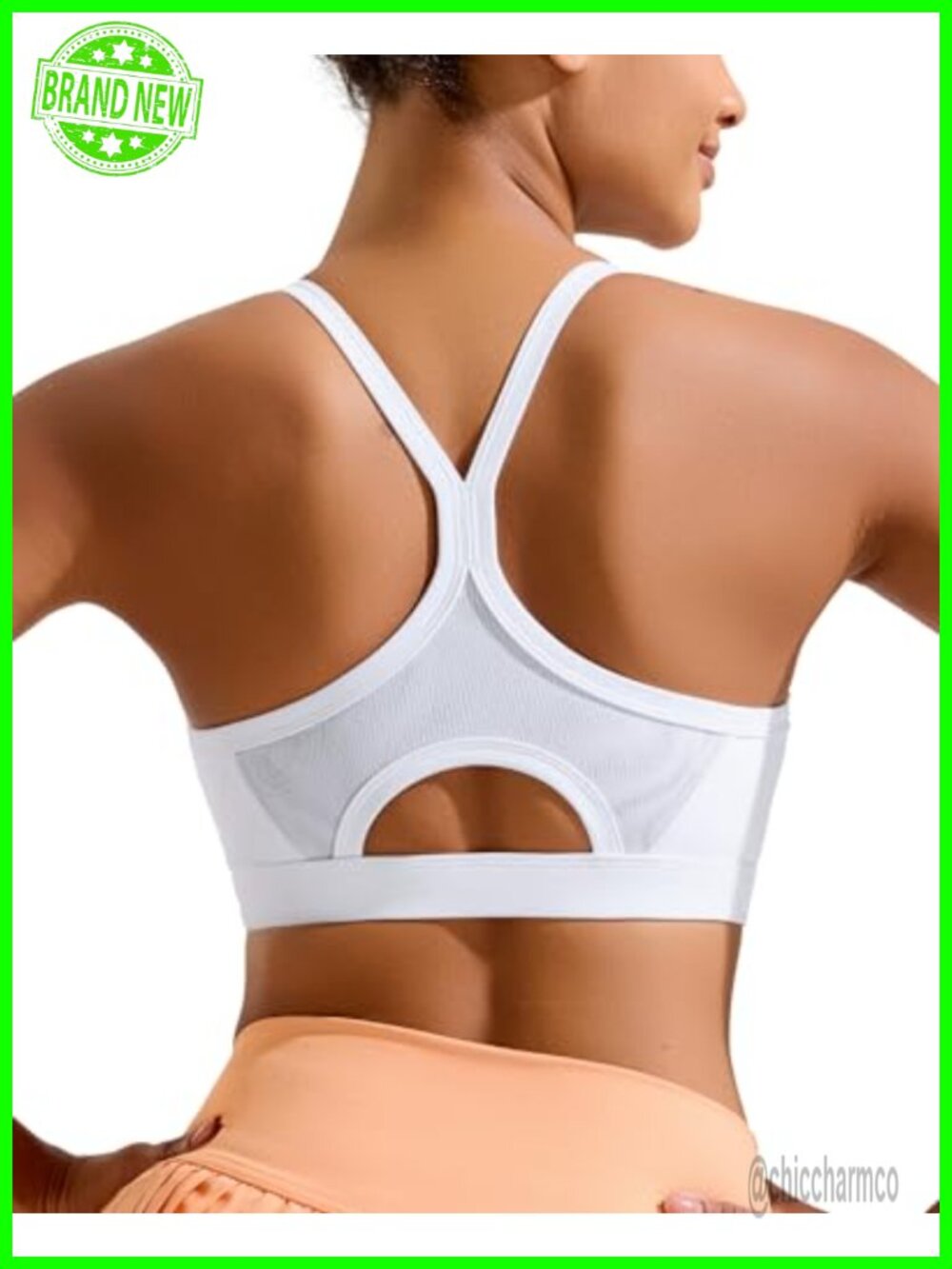 High Support Y-Back Sports Bra with Sewn in Pads - Nylon Spandex